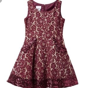 Iris & Ivy Sequin Border Lace Skater Dress